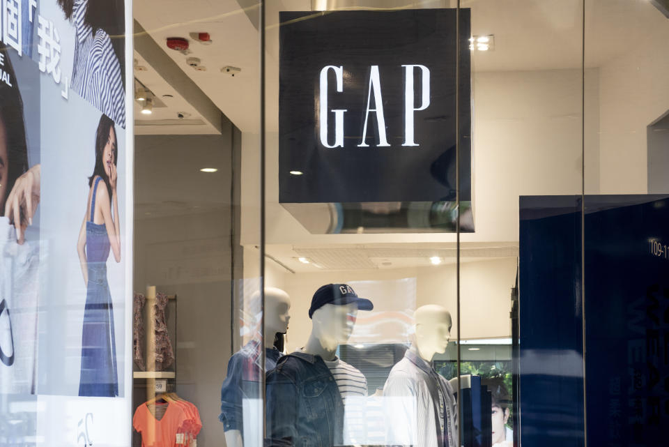 HONG KONG, CHINA - 2019/08/30: American clothing and accessories retailer brand GAP store and logo seen in Hong Kong. (Photo by Budrul Chukrut/SOPA Images/LightRocket via Getty Images)