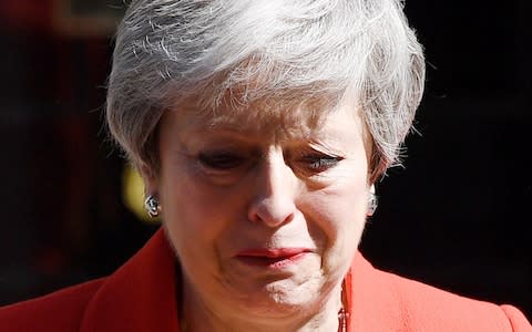 Theresa May broke down as she announced her resignation outside 10 Downing Street - Credit: Leon Neal/Getty Images