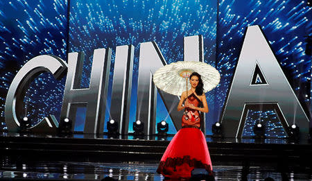 Miss Universe candidate from China Li Zhen Ying competes during a national costume preliminary competition in Pasay, Metro Manila, Philippines January 26, 2017. REUTERS/Erik De Castro