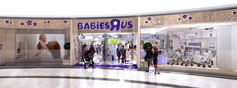 Rendering of American Dream entrance of Babies R Us.