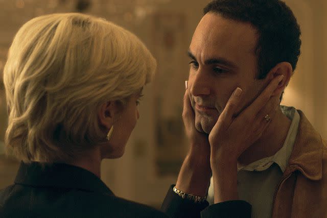 <p>Netflix</p> Elizabeth Debicki as Princess Diana and Khalid Abdalla as Dodi Fayed