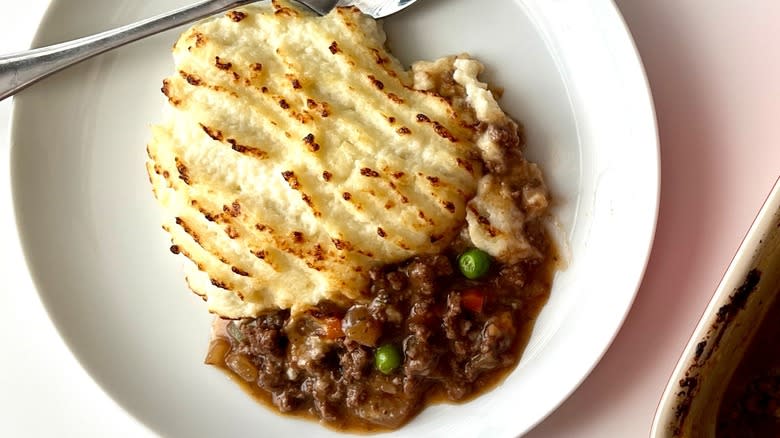 cottage pie serving on plate