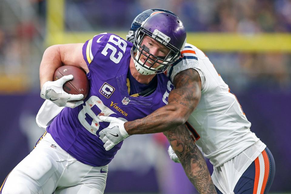 Kyle Rudolph has spent 11 years in the NFL, 10 with the Minnesota Vikings and one with the New York Giants.