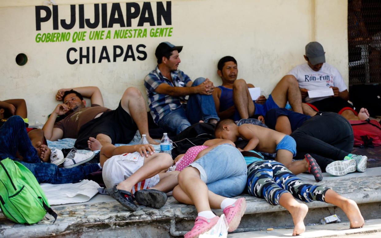 The caravan is still more than 1,000 miles from the border, resting in Pijijiapan on Friday - James Breeden