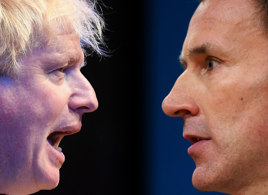 Jeremy Hunt has been criticised for telling Boris Johnson to 'man up' [Photo: Getty]