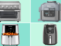 Collage of the Cuisinart Air Fryer Convection Toaster Oven, the Ninja SF301 Speedi Rapid Cooker & Air Fryer, the Chefman TurboFry Touch Air Fryer and the Ninja AF161 Max XL Air Fryer.
