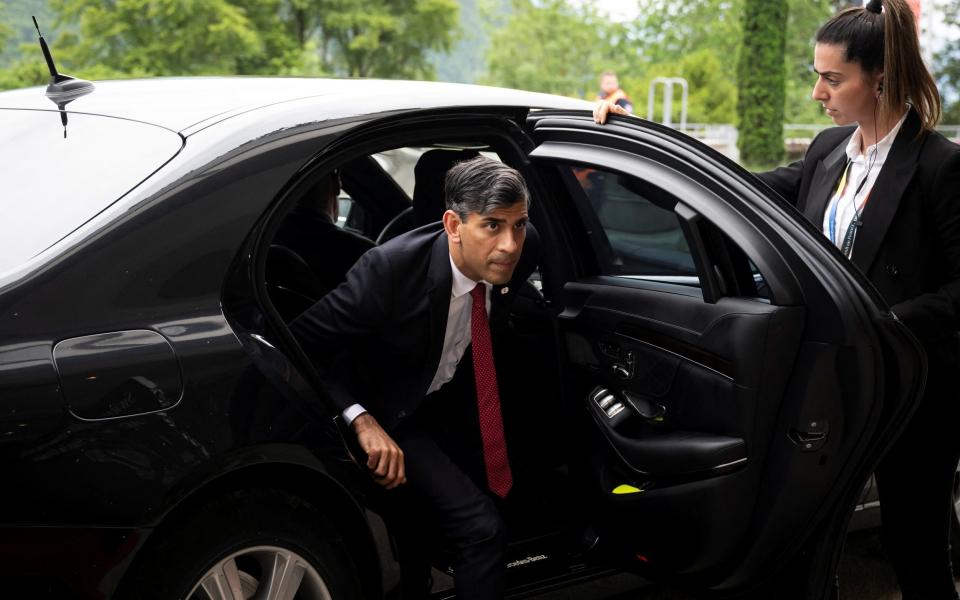 Rishi Sunak arrives at the Ukraine peace summit in Stansstad, Switzerland