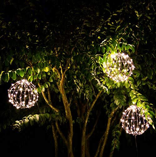 8) Elf Logic - Outdoor LED 12" Light Balls (3 Pack) Hanging Tree Globe Light - Outdoor Light Balls (3 Pack 12" Globes)