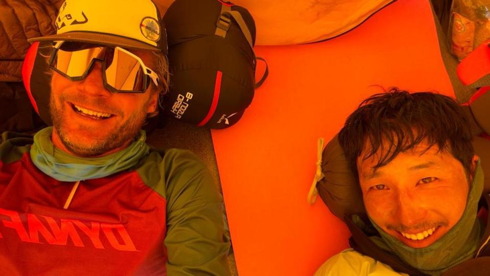 Boehm and Sherpa at Camp 2.<p>Dynafit/Benedikt Boehm</p>