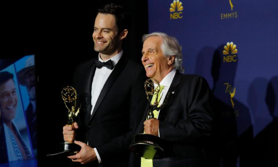 Winkler with Bill Hader after their Emmy triumph in 2018.
