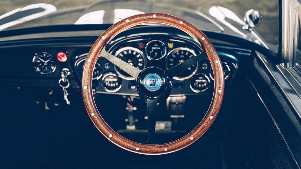 The interior of the Little Car Company's DB5 Junior "No Time To Die" Edition. 