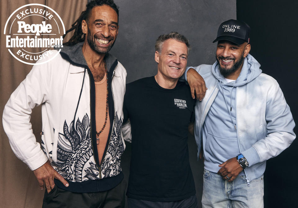 Paul Eckstein, Chris Brancato, and Swizz Beatz (<em>Godfather of Harlem</em>)