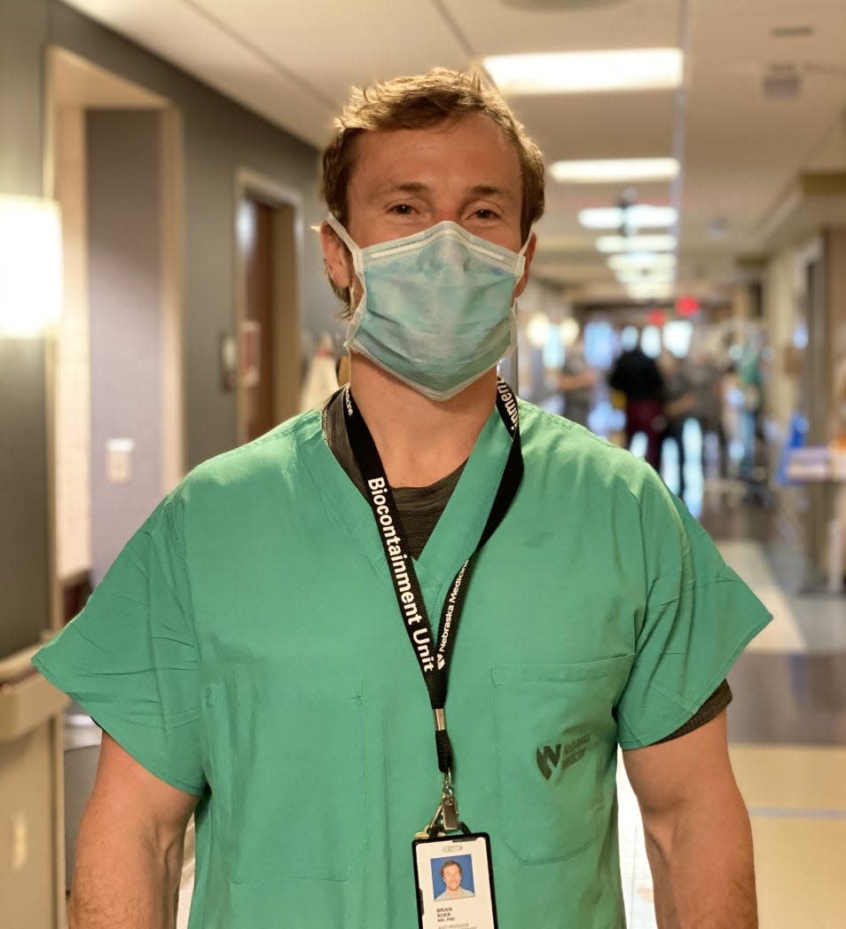 Brian Boer has treating coronavirus patients at the University of Nebraska Medical Center's ICU ward.