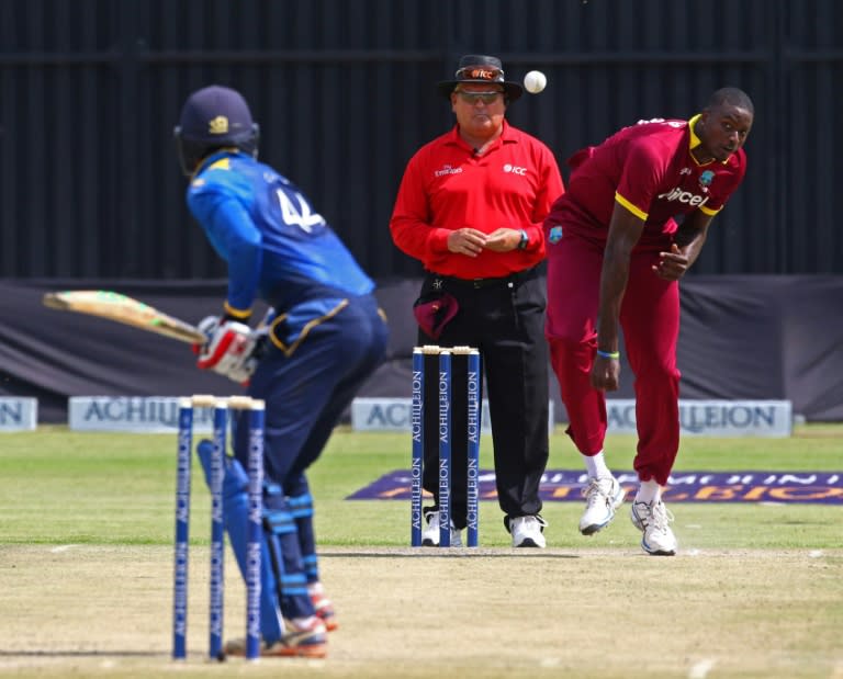 West Indies captain Jason Holder in action against Sri Lanka at Harare Sports Club on November 16 2016