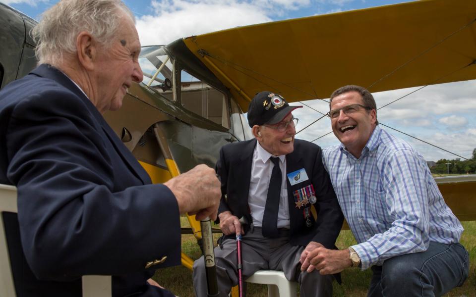 Shot down in WW2, taken prisoner by the Germans and then forced to undergo the 'Long March', Dick Raymond and Fred Hooker chat with John Nicol, who was shot down during the first Gulf war - Credit: Tom Pilston