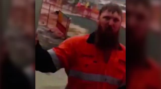 The man, claimed to be a CFMEU represenative in the clip, appears furious about safety concerns on the Parklands Commonwealth Games Village project on the Gold Coast. Photo: Supplied