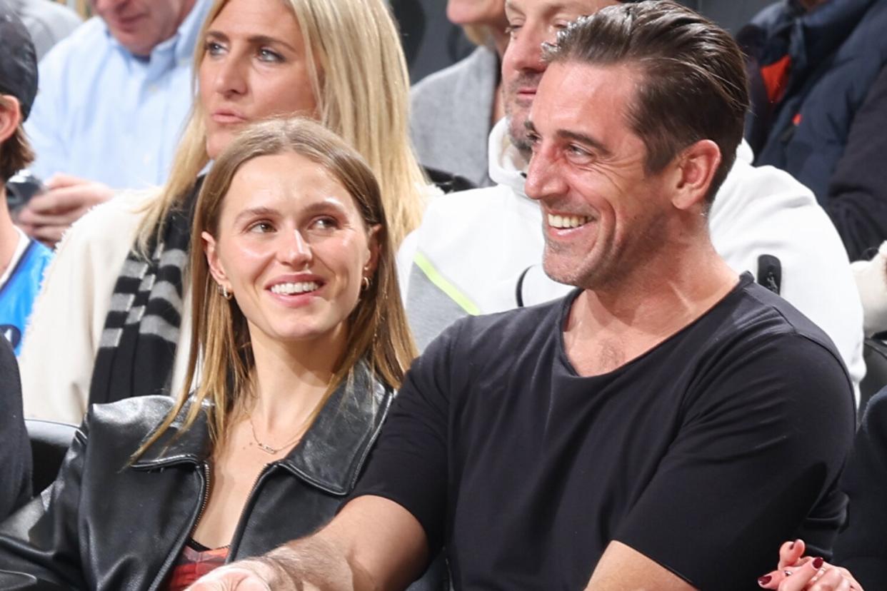 Aaron Rodgers attends the game between the Los Angeles Lakers and Milwaukee Bucks on December 2, 2022 at the Fiserv Forum Center in Milwaukee, Wisconsin.