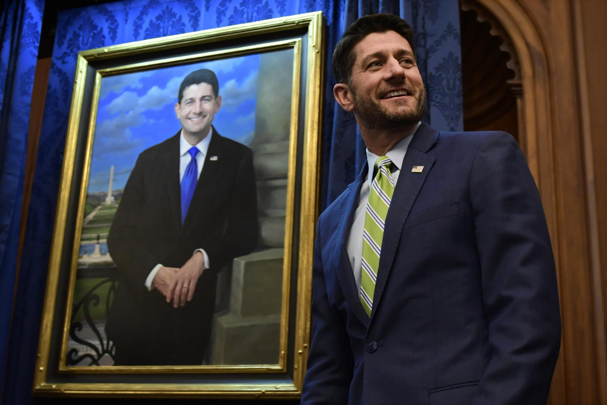 House Speaker Paul Ryan, R-Wis., on Capitol Hill for the unveiling of his House Budget Committee portrait, Nov. 29, 2018. (Photo: Susan Walsh/AP)