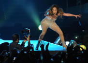 <p class="MsoNormal"><span>Although heavily produced, it was clear that JLo was having a good time as she strutted and jumped up and down on stage, defying gravity and balance in stiletto heals that must have added at least four inches to her height. Photo: Peter Harrison/Yahoo! Maktoob</span></p>