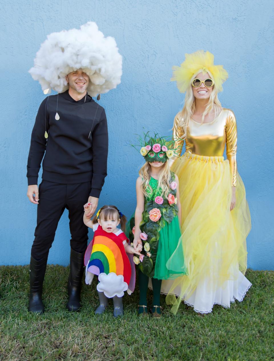 sun flower rainbow and cloud halloween costume for family (Stephanie Hanna)