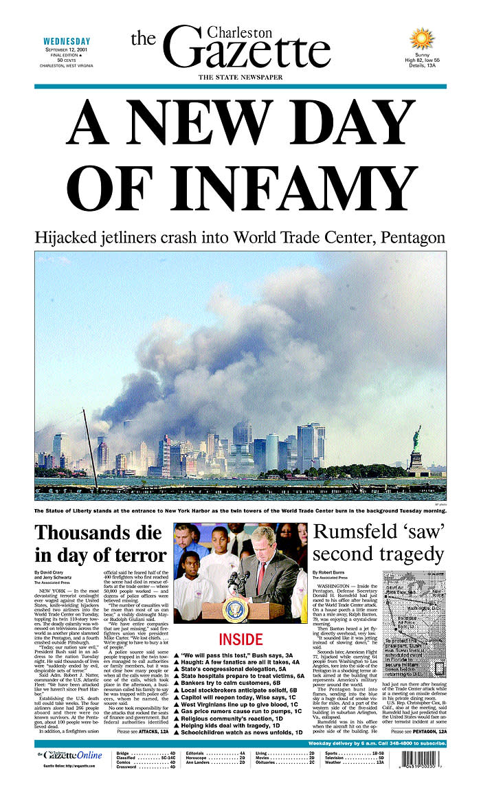 How the 9/11 attacks were reported on front pages around the world