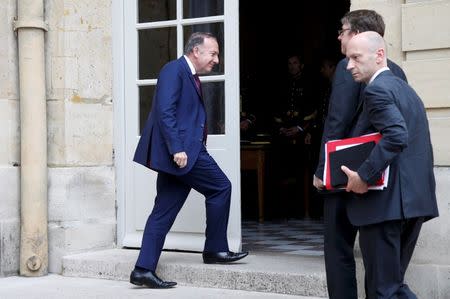 French employer's body MEDEF union leader Pierre Gattaz arrives for a meeting about French labour law reforms at the Hotel Matignon in Paris, France, June 30, 2016. REUTERS/Jacky Naegelen