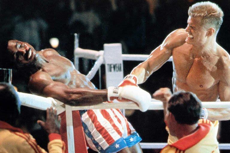 Carl Weathers y Dolph Lundgren en Rocky IV