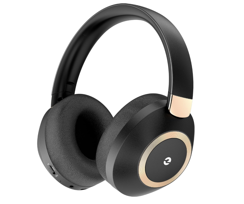 black and gold over-ear headphones