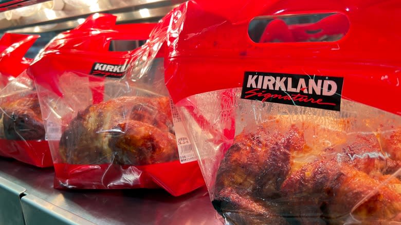Rotisserie chickens in bags