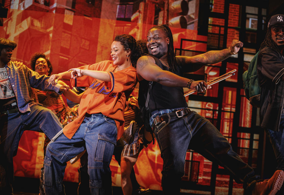 This image released by Polk & Co. shows Maleah Joi Moon, left, and Chris Lee during a performance of "Hell's Kitchen." (Marc J. Franklin/Polk & Co. via AP)