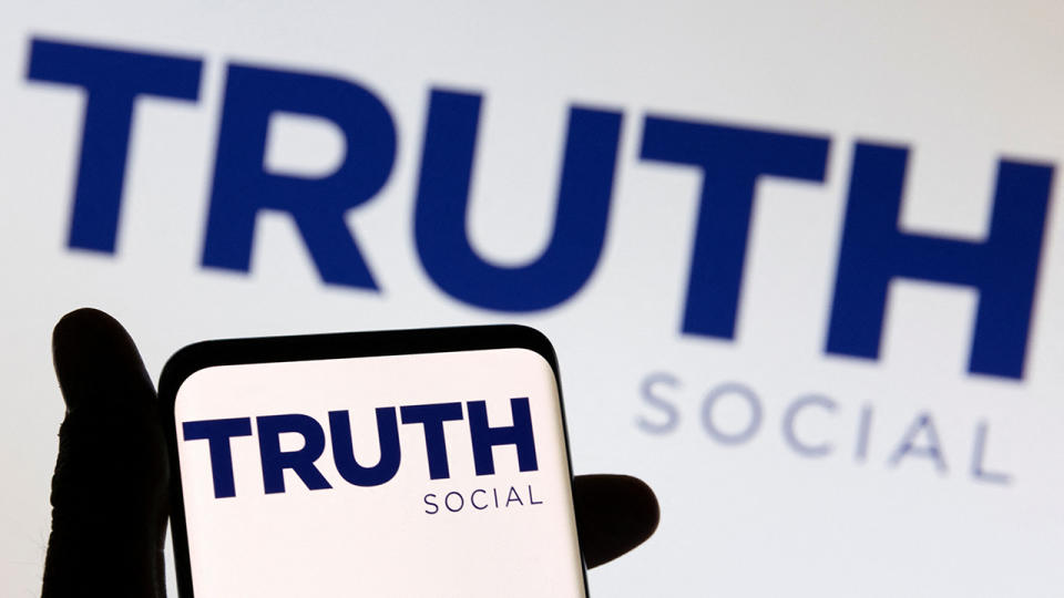 Truth Social logo on phone