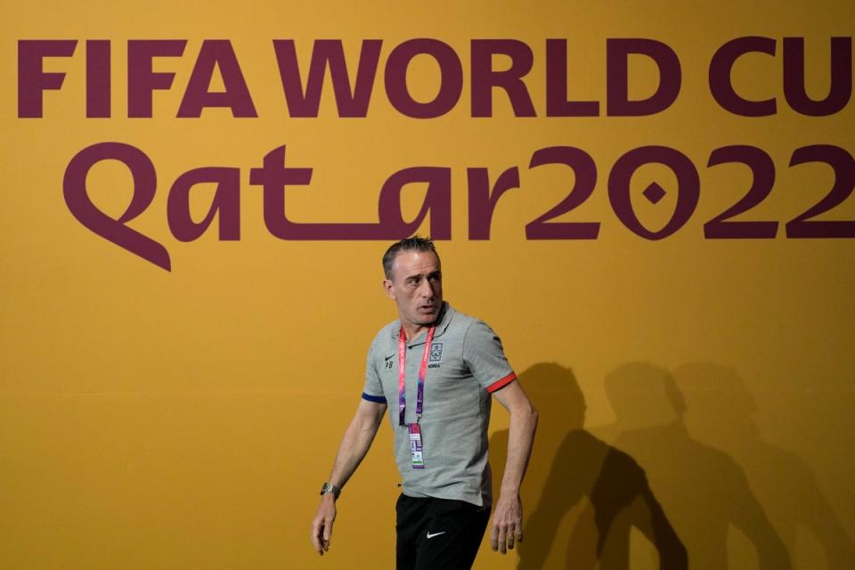South Korea’s Portuguese coach Paulo Bento will sing both national anthems in the game against Portugal (Lee Jin-man/AP) (AP)