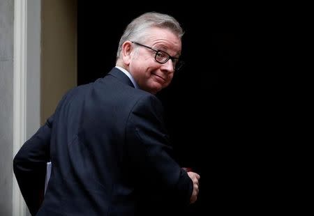 Britain's Secretary of State for Environment, Food and Rural Affairs, Michael Gove, arrives in Downing Street for a cabinet meeting, in central London, Britain June 27, 2017. REUTERS/Stefan Wermuth/Files