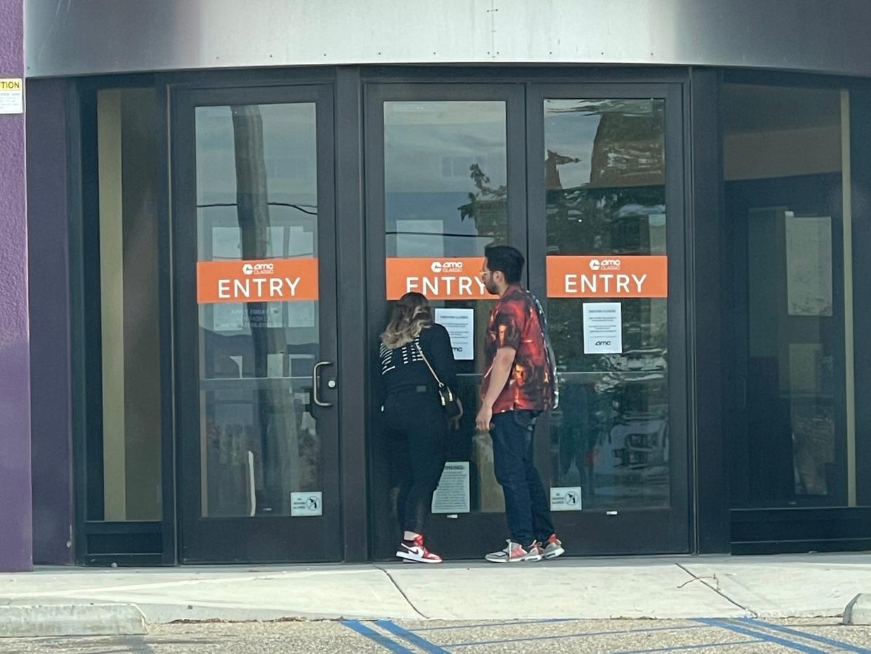 After renting a theater to watch Guardians of the Galaxy Vol. 3, Frank Carillo and his girlfriend, Sidney Kaneski arrive to find the AMC Classic Apple Valley 14 movie theater had permanently closed on May 3.