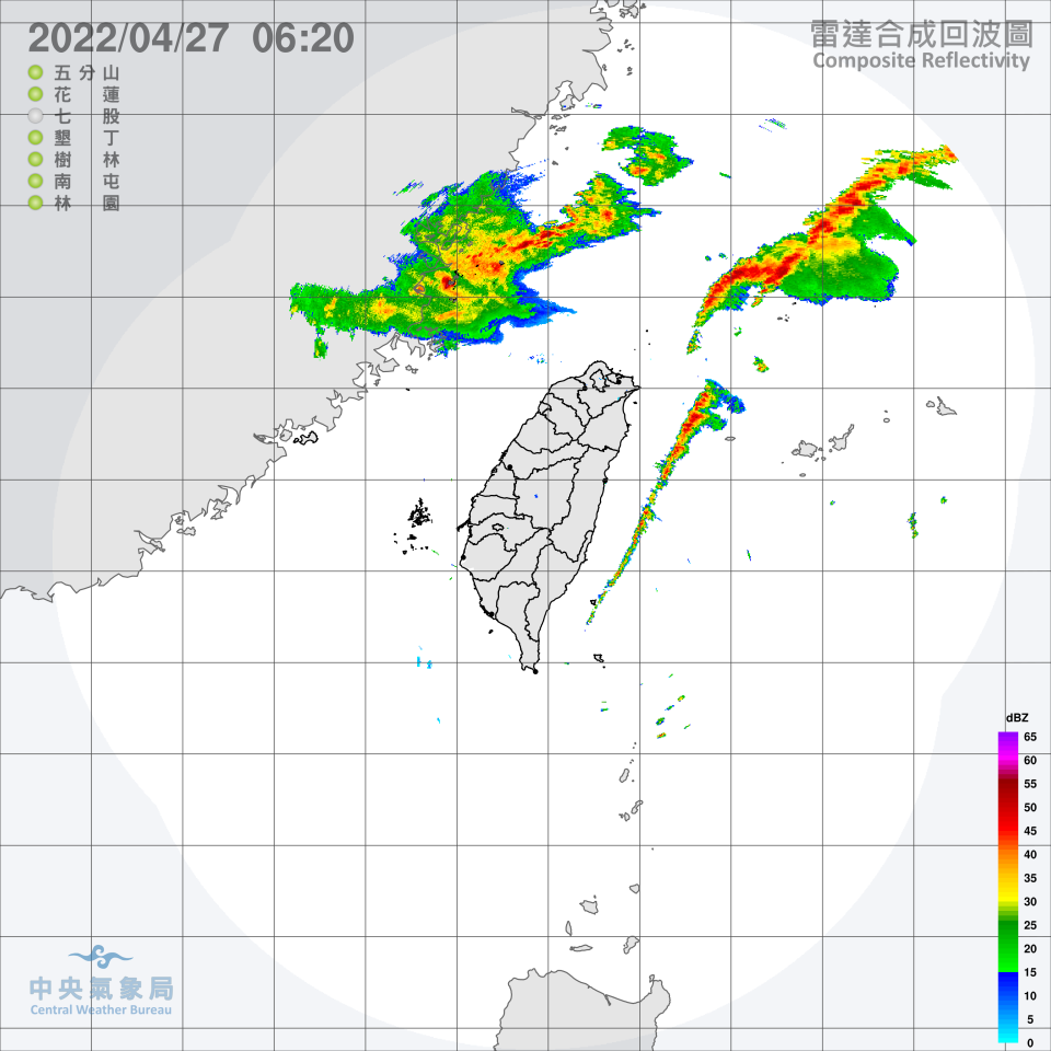 今天台灣附近有一道鋒面通過。（圖／中央氣象局）