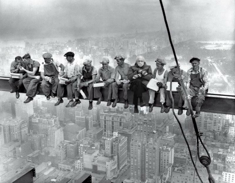 The iconic "Lunch Atop a Skyscraper" photo by Charles C. Ebbets, taken in 1932 as workers sat on an iron crossbeam high above New York City, got a new addition on Wednesday: Sen. Bernie Sanders of Vermont. It was just one of many memes to feature the lawmaker in his mittens on Inauguration Day.