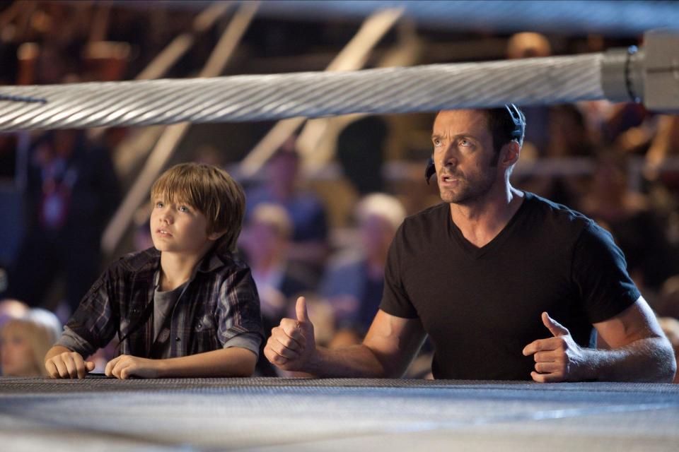 Hugh as Charlie in the movie with Dakota Goyo as Max