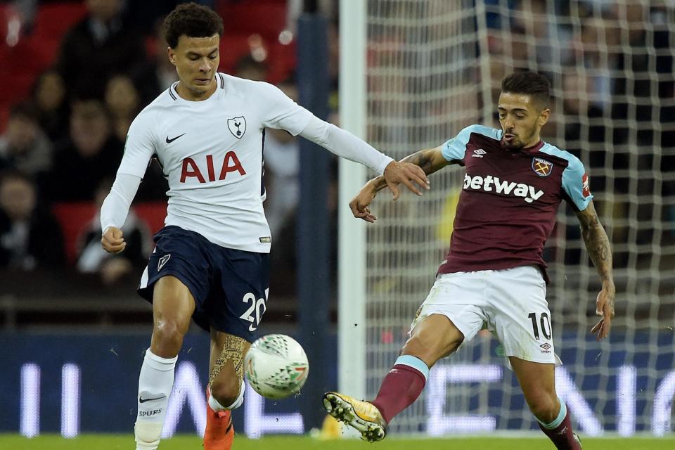 West Ham beat Tottenham in the League Cup at Wembley earlier this season: West Ham United via Getty Images