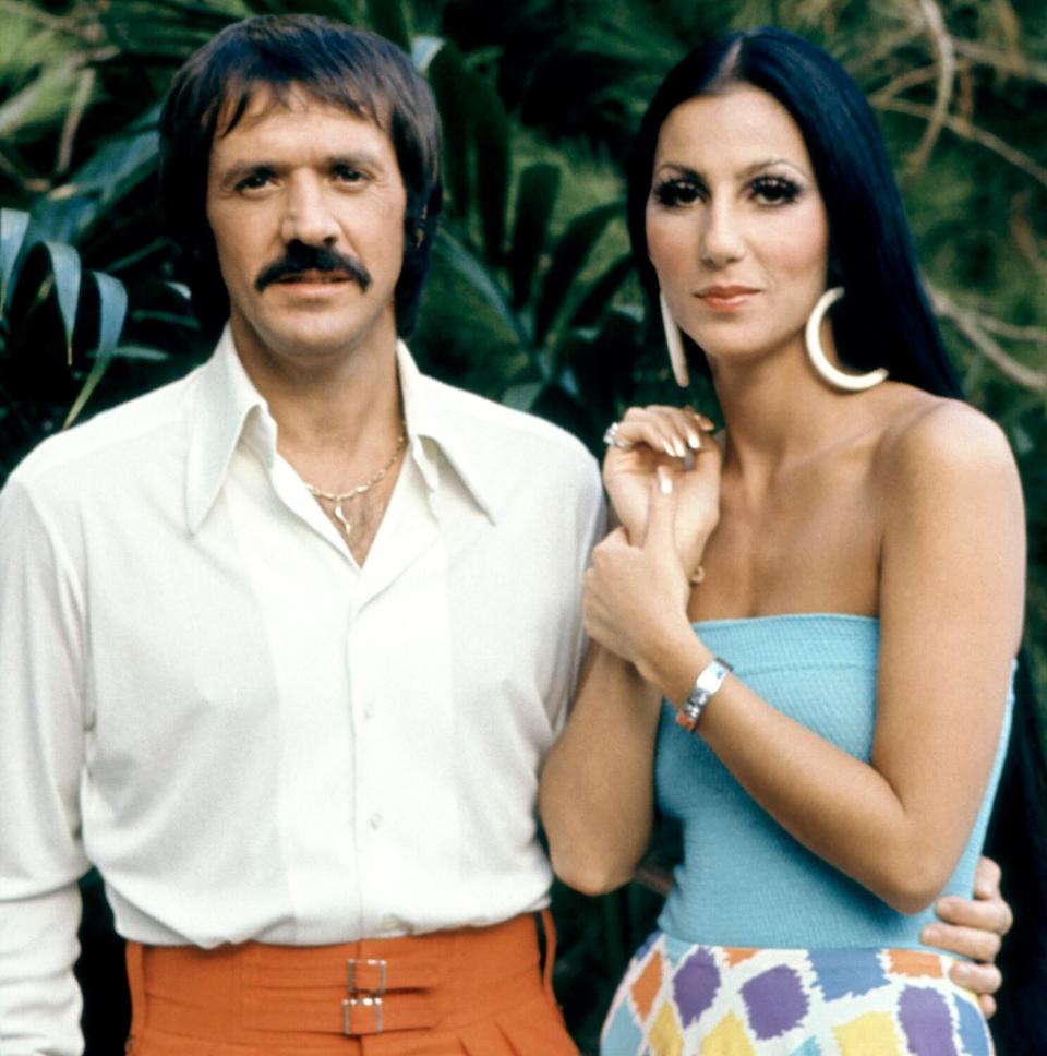 Sonny and Cher Bono pose for a promotional photo for "The Sonny and Cher Show" in 1970.