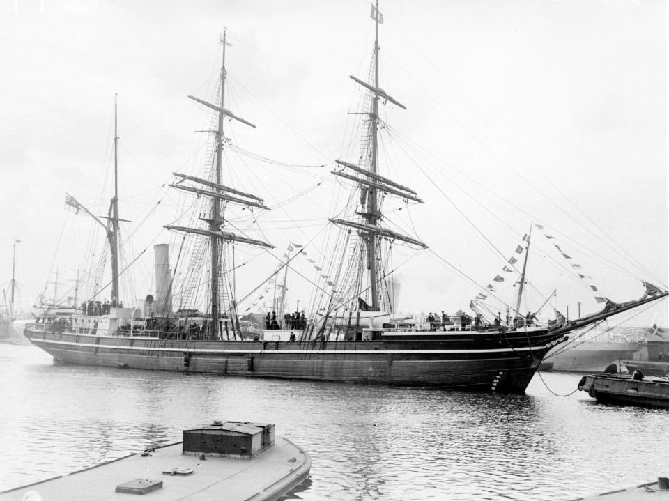 Captain Scott's ship, the Terra Nova, moored in Cardiff Docks before she set sail on the ill-fated British Expedition to be the first to reach the South Pole.