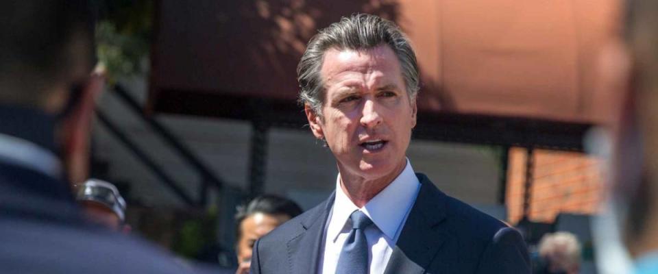 San Francisco, USA. Sept. 14, 2021. California Governor Gavin Newsom, speaks to the press at a labor union event in San Francisco.