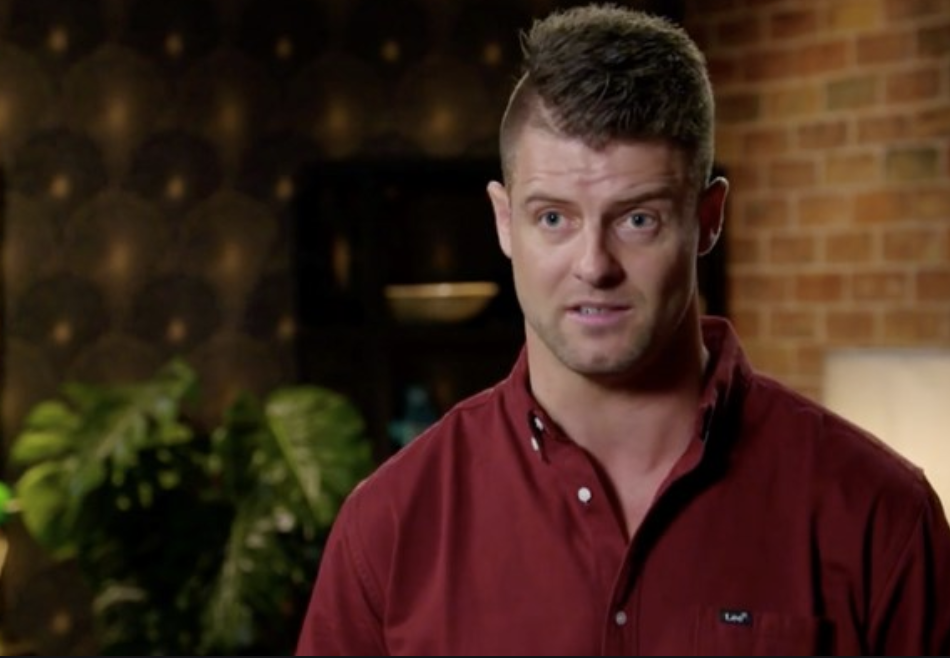 MAFS' David Cannon talks to camera wearing a red shirt