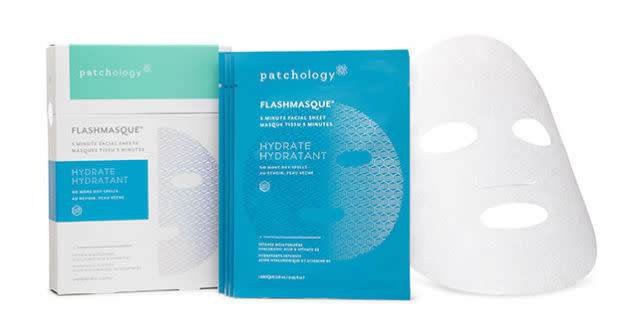 <p>Flashmasque Five-Minute Facial Sheets: Hydrate, $30, <a rel="nofollow noopener" href="https://www.patchology.com/products/hydrate-flashmasque-facial-sheets?utm_source=Google&utm_campaign=Hydrate&utm_medium=Shopping&gclid=Cj0KEQiAxeTFBRCGmIq_7rGt_r8BEiQANdPqUqkauIY3eoon6Xi3kFGi7rd7CjPn7OFVmhOO5mG41I0aAtp78P8HAQ" target="_blank" data-ylk="slk:patchology.com;elm:context_link;itc:0;sec:content-canvas" class="link "><u>patchology.com</u></a>. </p>