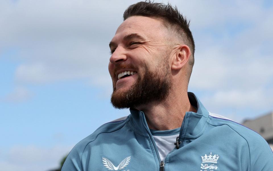 Brendon McCullum reacts before a press conference at Lord's - ADRIAN DENNIS/AFP via Getty Images