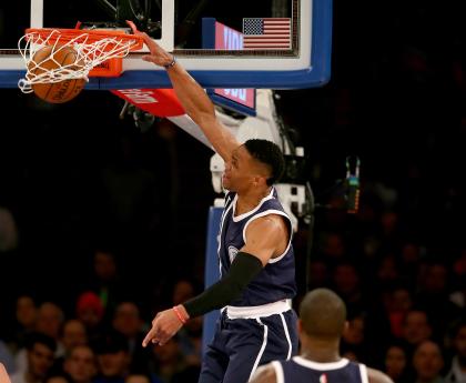 Russell Westbrook is putting up MVP-caliber numbers. (Getty Images)