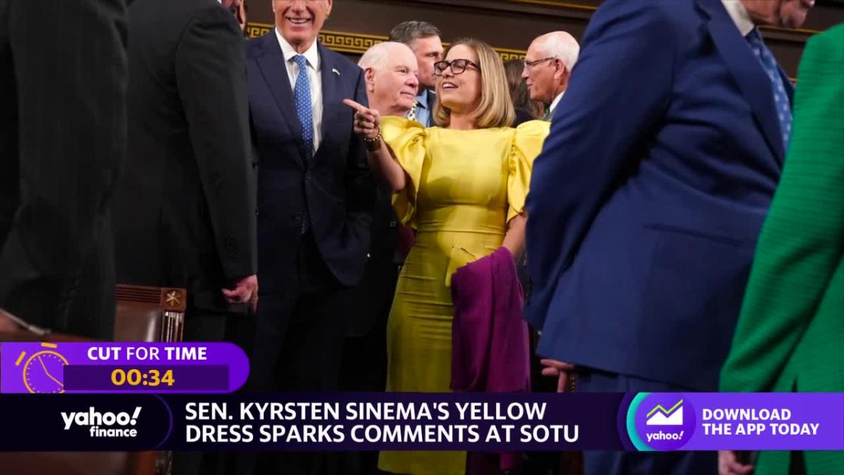 Sen. Sinema stands out at State of the Union in yellow dress