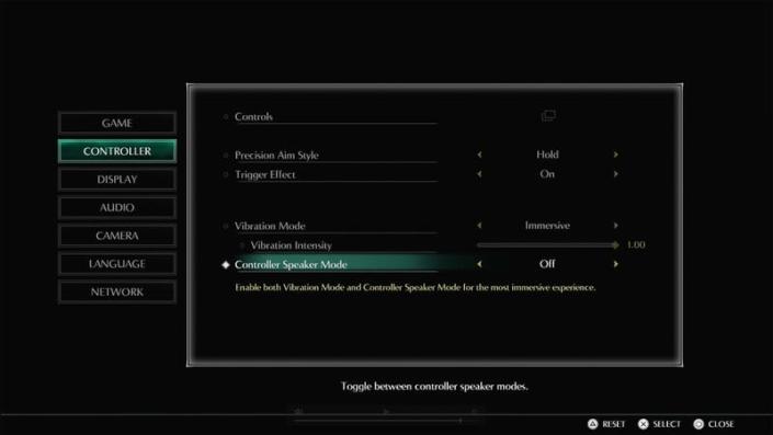 A menu for Demon's Souls shows various options, including the ability to turn the controller speaker off.