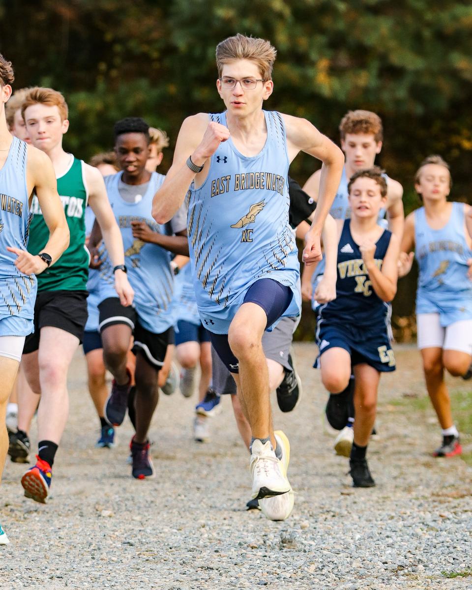 East Bridgewater's Ezra Blasko during a meet against Abington on Tuesday, Oct. 24, 2024.