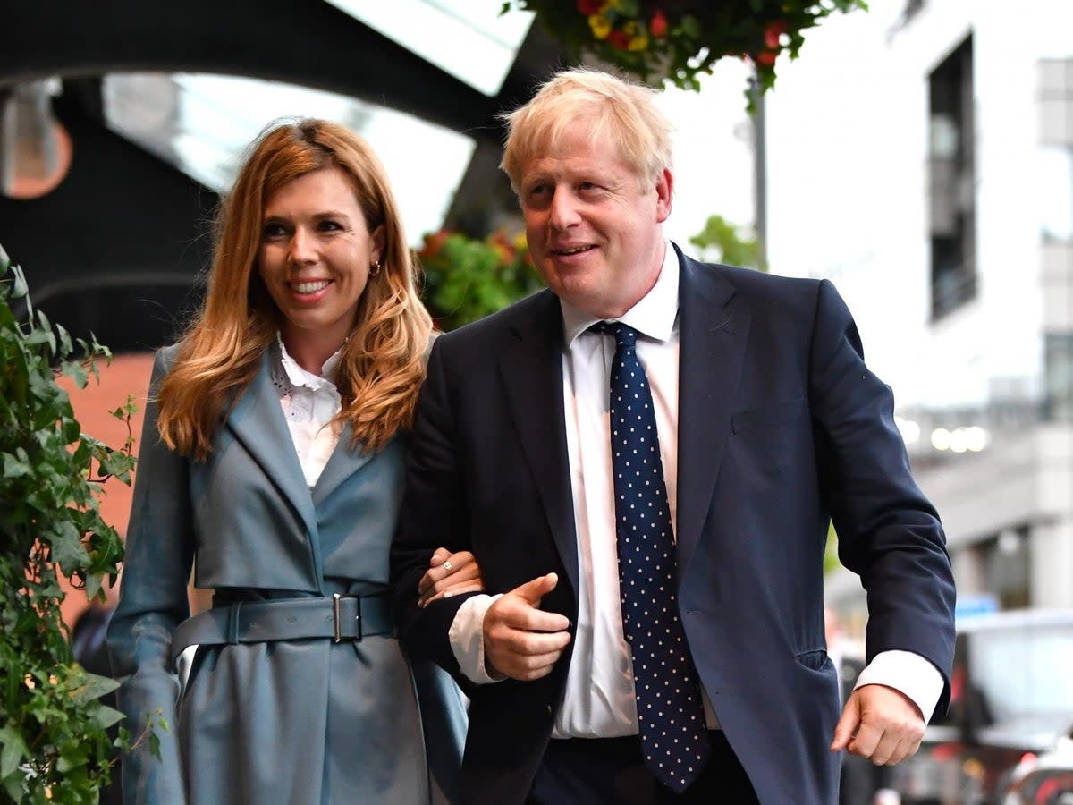 The claim that Mr Johnson and Ms Symonds were found in a ‘compromising situation’ was first made in a little-noticed section of a biography of Carrie Johnson (Getty)