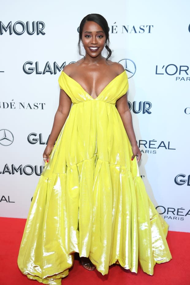 <p>Aja Naomi King at the 2019 "Glamour" Women Of The Year Awards in New York City. Photo: Dimitrios Kambouris/Getty Images for Glamour</p>